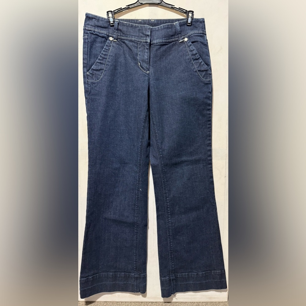New York & Company Dark Blue Wide-Leg Jeans